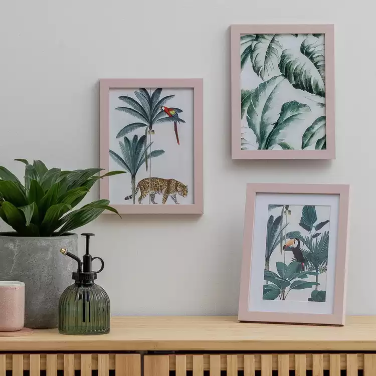 Habitat Pink Wooden 3 Pk Picture Frames - Mixed Sizes