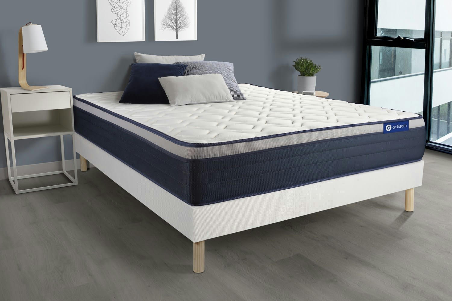ACTIFLEX MAX - Ensemble 200x200 cm sommier kit blanc