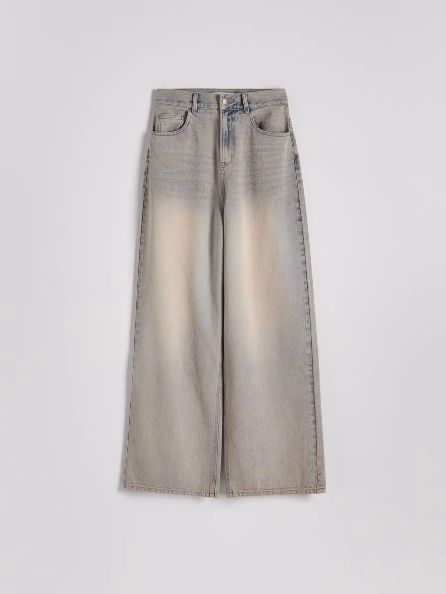 Wide Leg Jeans With Acid Wash Effect