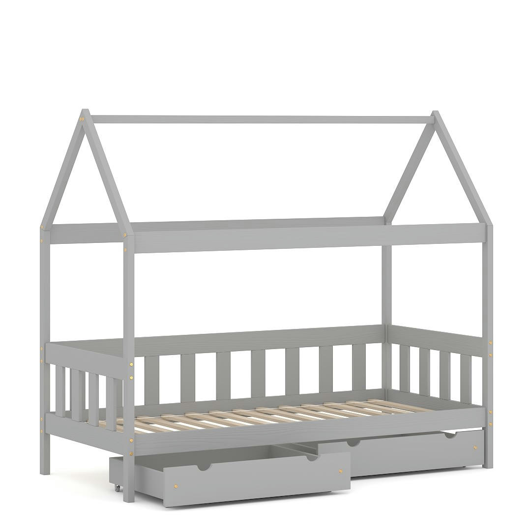 - Lit simple en pin massif 180x80 gris