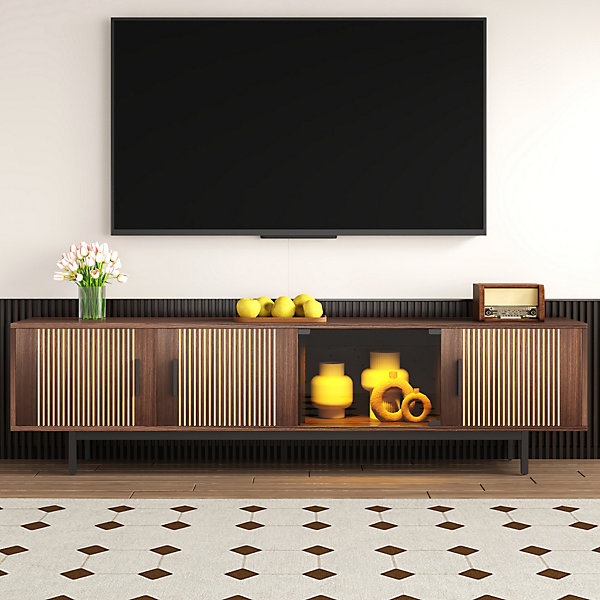 Meuble TV effet bois noyer avec élairage LED