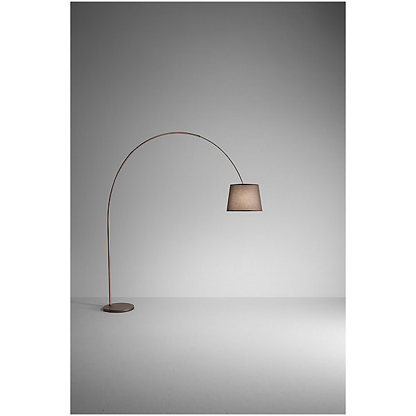 Arche - Lampadaire LED incurvé en métal, 1 ampoule E27 max. 60W, hauteur 230 cm, tête orientable à 180, métal marron - Perenz