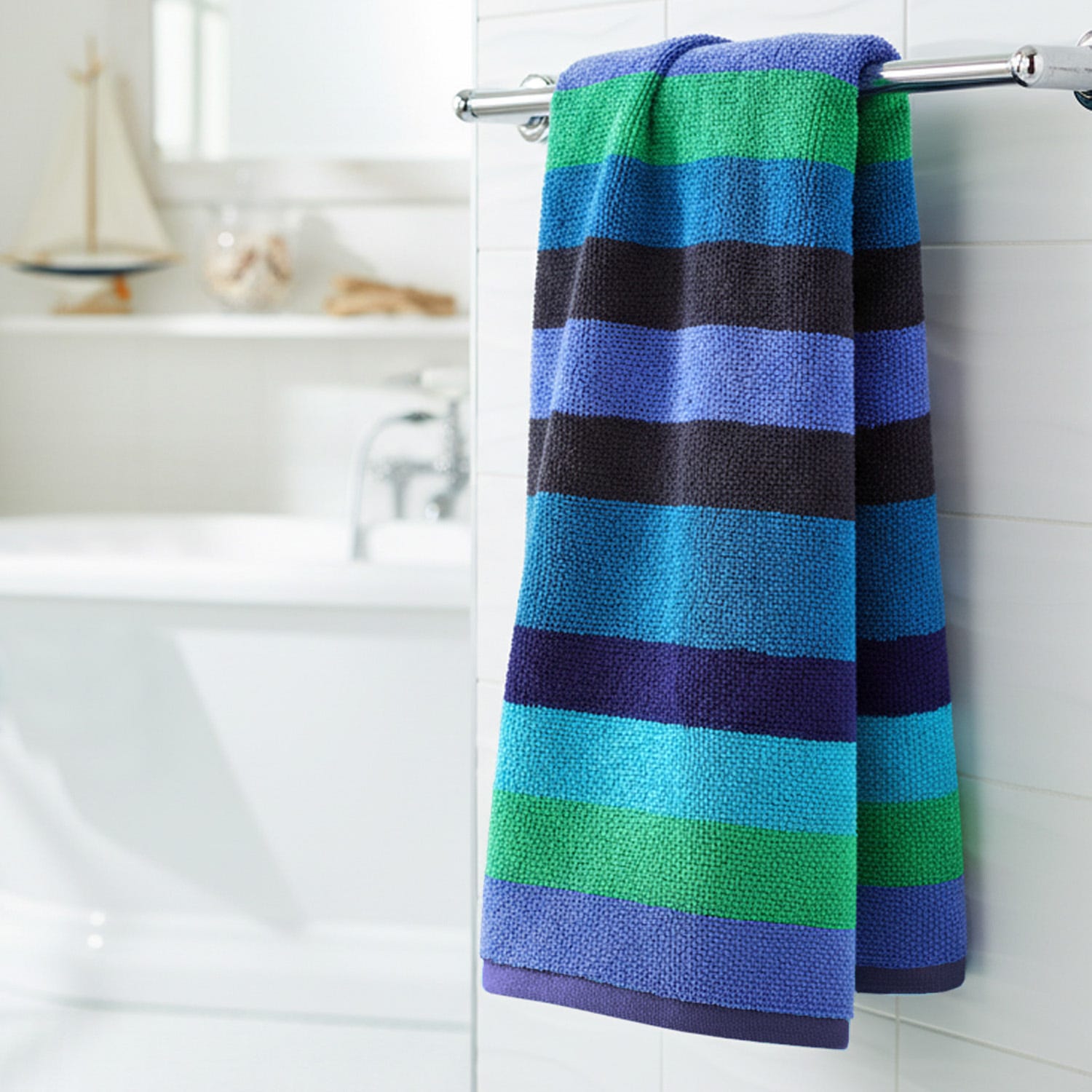 Asciugamano viso a righe blu 50x90 cm Cold