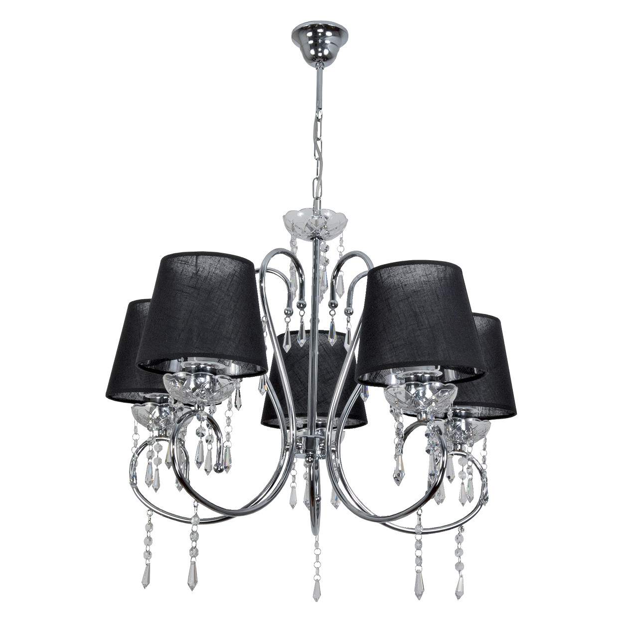 Lampa wisząca EDYLIT glamour czarne abażury 5xE27 NOLA NEGRO 12-390