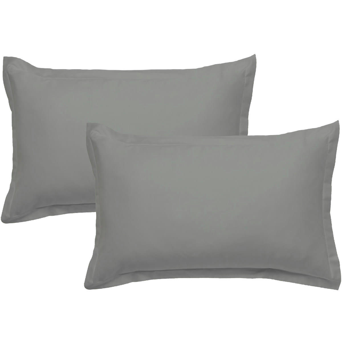 COTON UNIS - Lot de 2 taies d'oreiller coton  gris 50x70cm gris 50x70cm