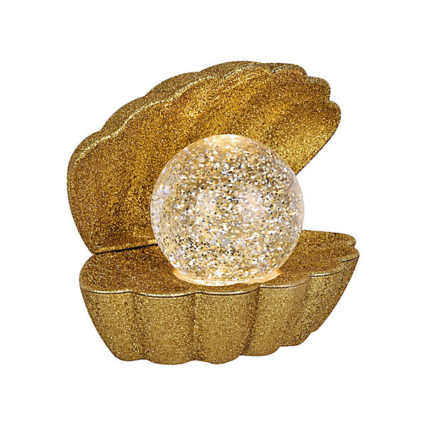 Lampe coquillage lumineuse-- Effet pailleté (18x13x15 cm - Doré)