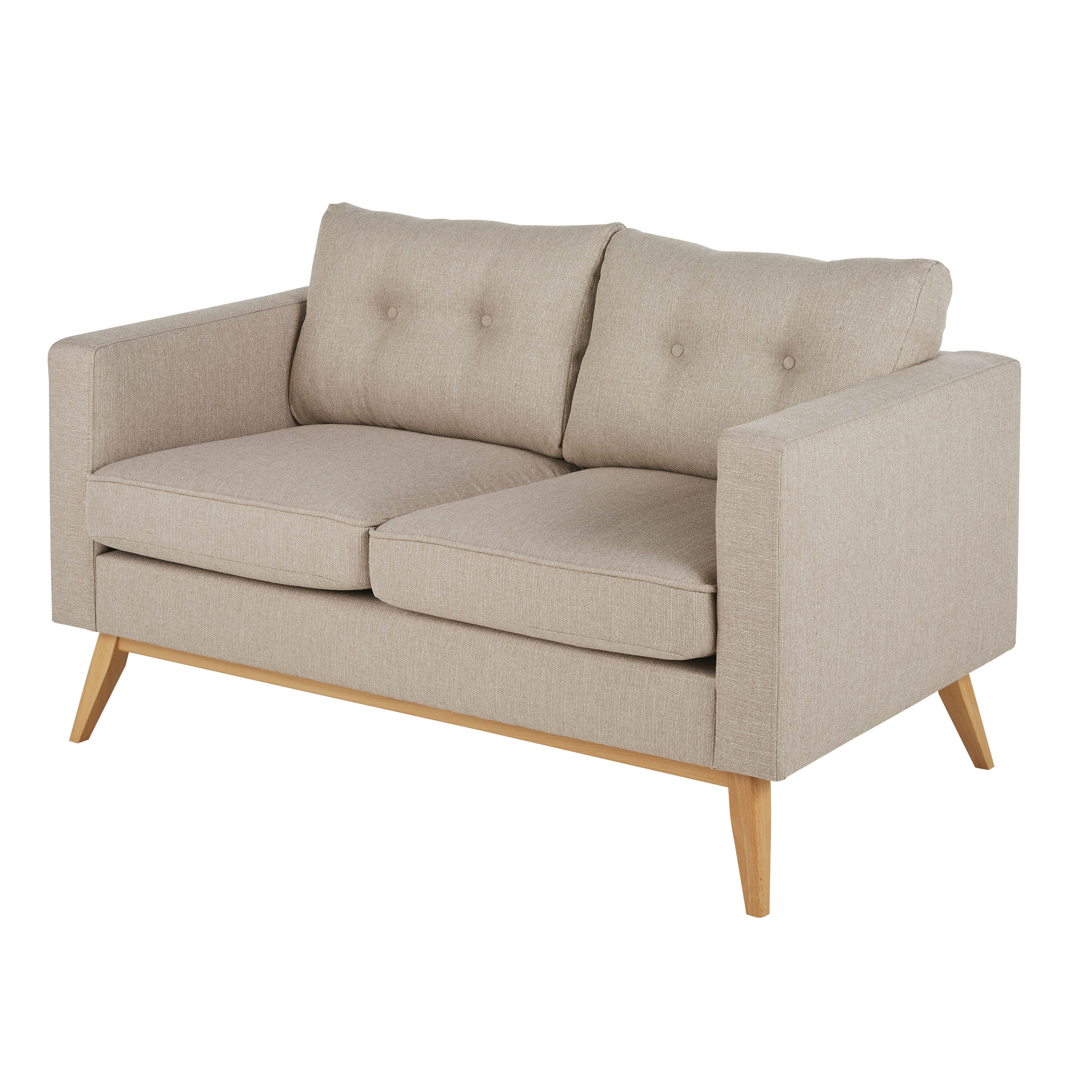 Brooke - Canapé style scandinave 2 places beige chiné