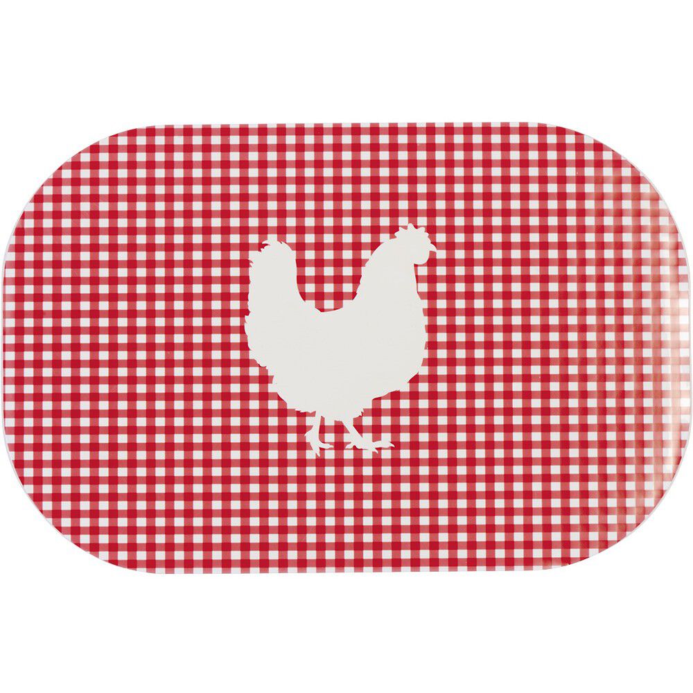 Set de table rectangulaire plastique imprimé poule campagne