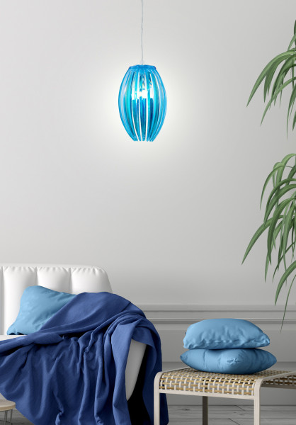 Lampa wisząca chromowana-niebieska ABUKO 1xE27x60W Candellux