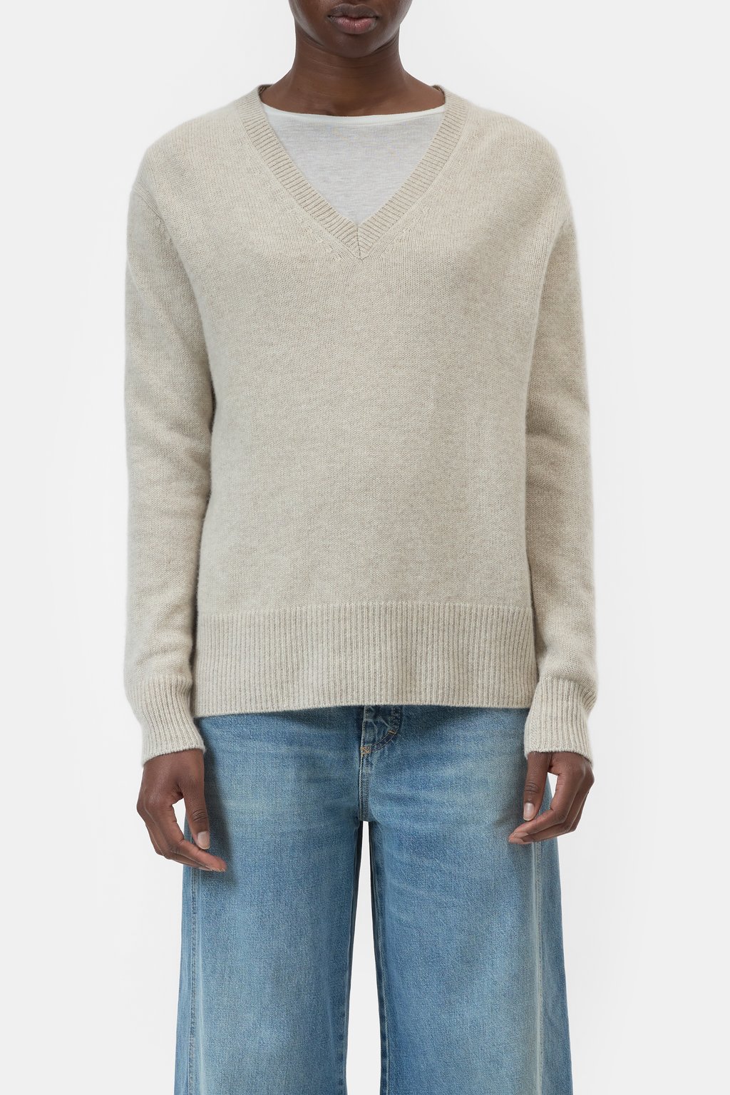 Kaschmirpullover mit V-Ausschnitt