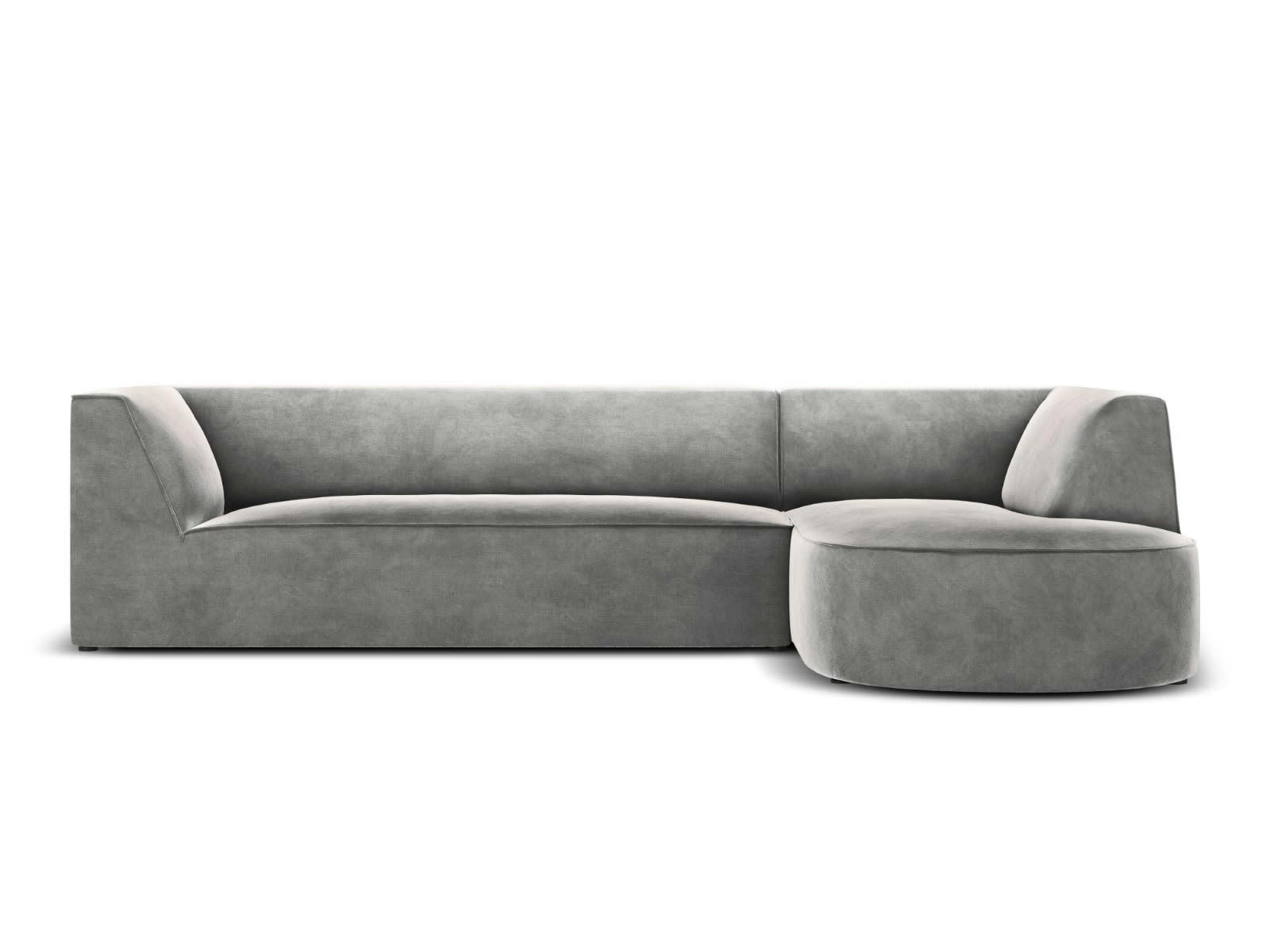 CHARLES - Canapé D'Angle Droit 4 places en Velours Gris Clair