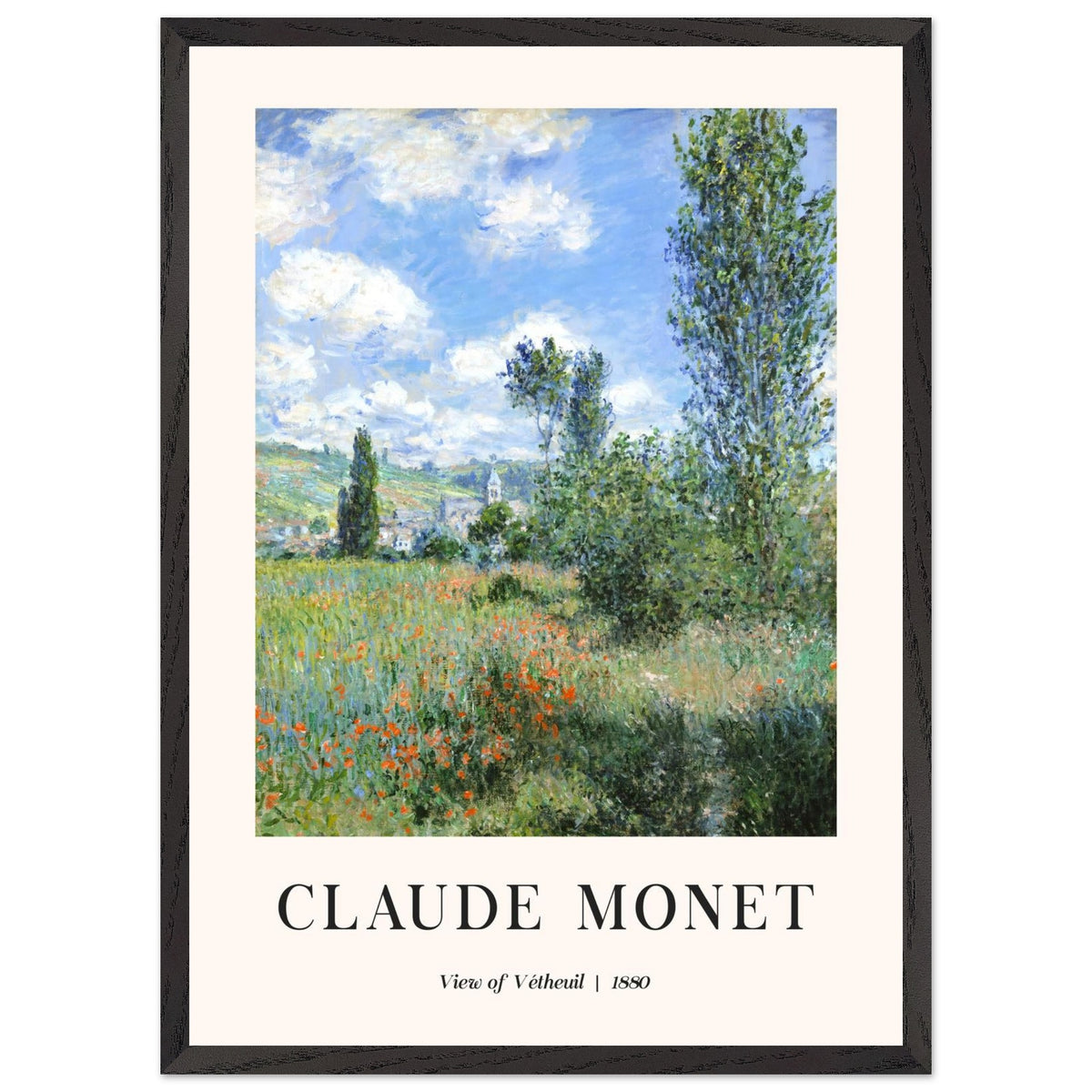 Artfulprints Poster met Lijst Claude Monet - View of Vétheuil II  - 50x70 cm - Groen