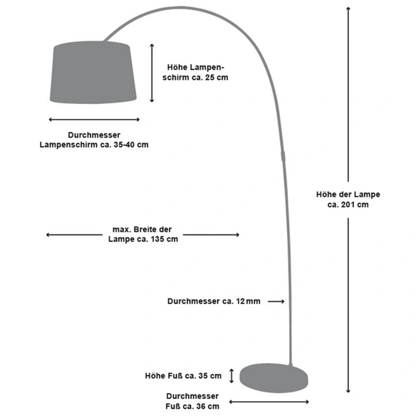 Bogenlampe, E27, Höhe: 205 cm