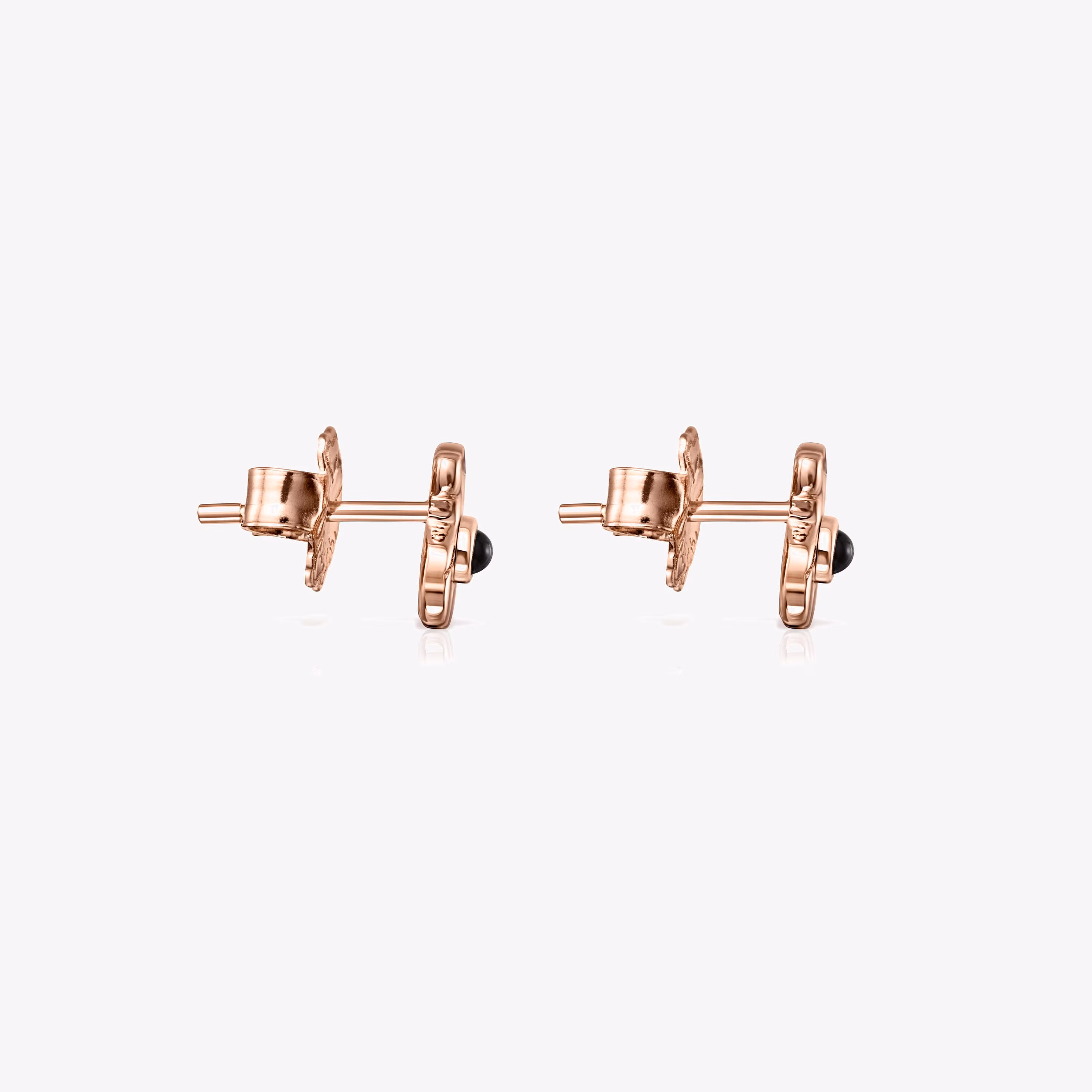 Pendientes con baño de oro rosa 18 kt sobre plata y ónix Real Sisy