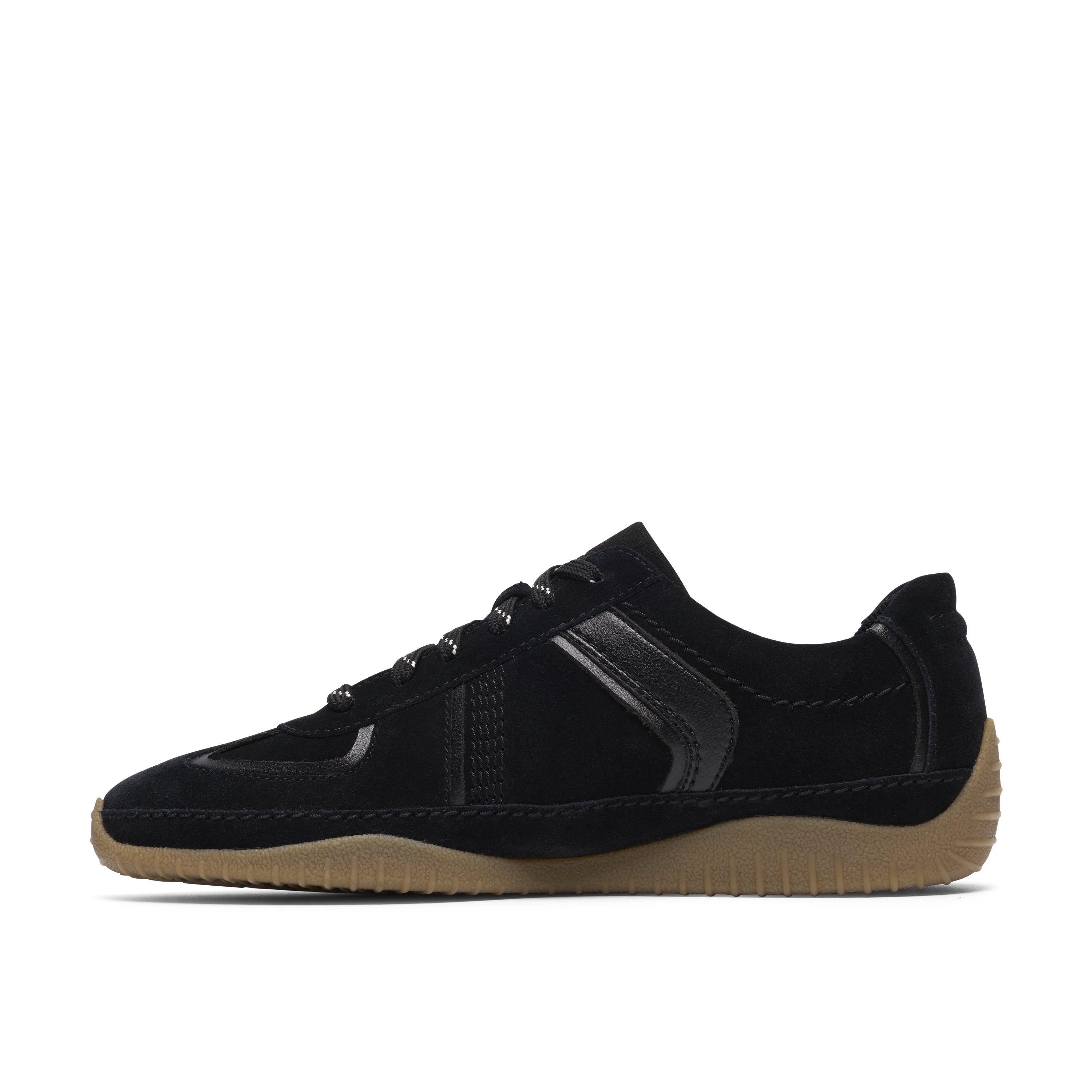 Clarks Meridor Lo Black Suede Trainers