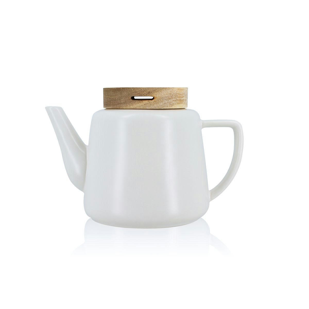 ENZO - Théière en porcelaine avec couvercle en bois 680ml