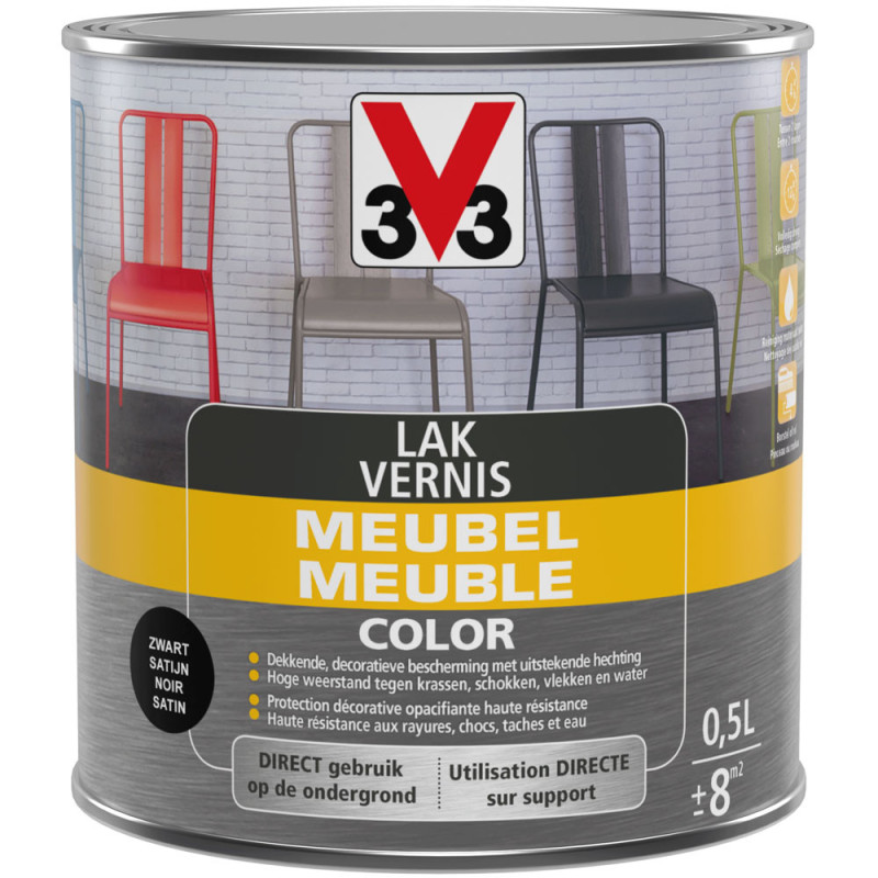 Vernis Meuble Color noir satiné 0,5 L V33
