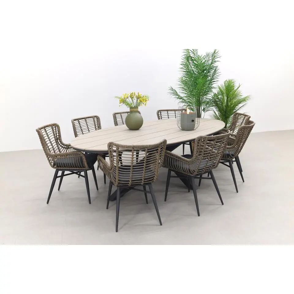 Garden Impressions Jasmine Natural/Edison 280x140 cm. - ovale tuinset