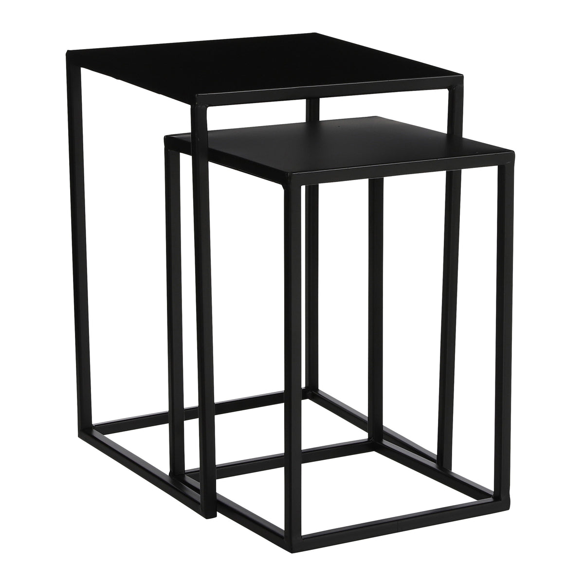 Mica Decorations Goa Bijzettafel - Set van 2 - L30 x B30 x H42 cm - Metaal - Zwart