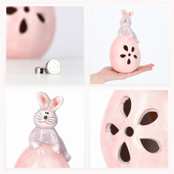 Figurka Wielkanocna Zajączek Na Jajku Ceramiczna