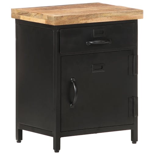 NNEVL Bedside Cabinet 40x30x52 cm Rough Mango Wood