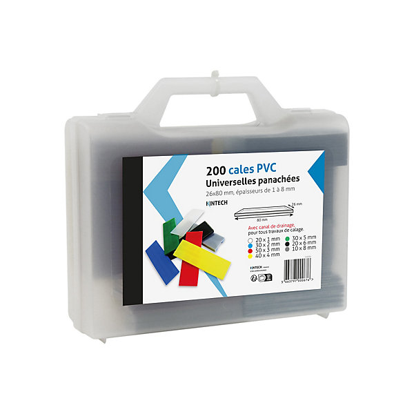Cale PVC universelle panachée 26 x 80 mm vendue par 200 pièces