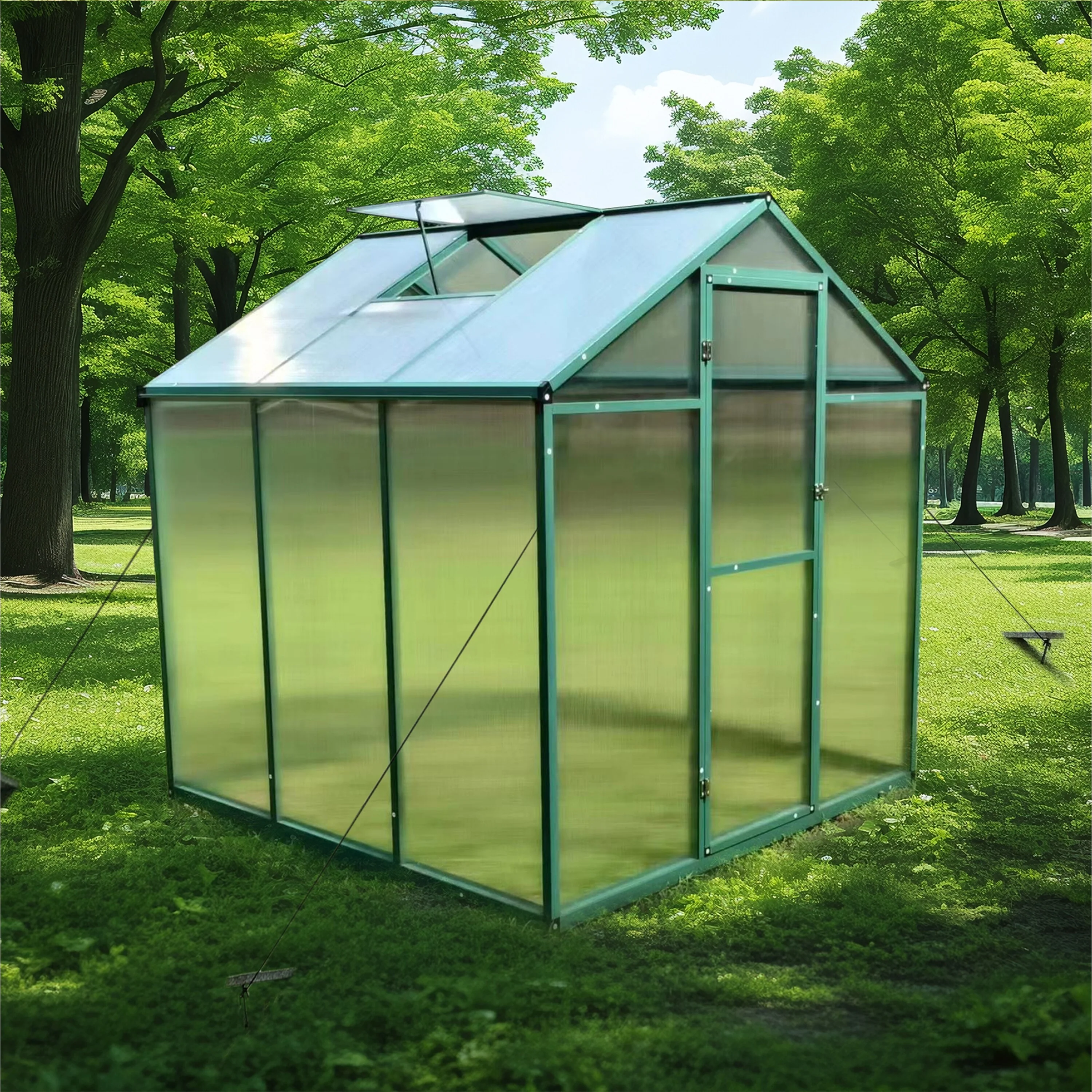 Greenhouse Shed Polycarbonate Plant Shed with UV Protection Garden Shed, Rust-resistant Powder-coated