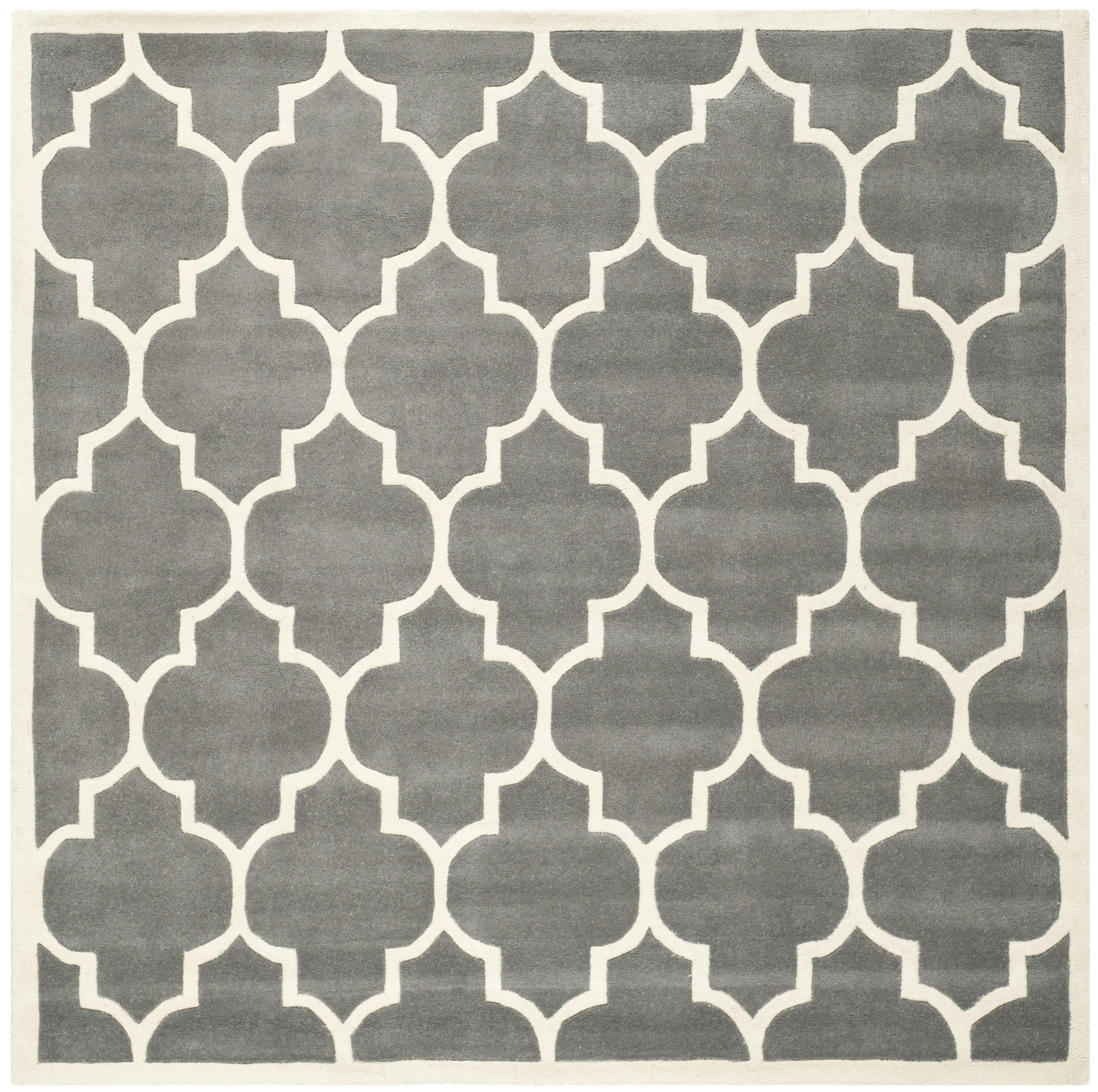CHATHAM - Tapis de salon interieur en  gris fonce & ivoire, 152 x 152 cm