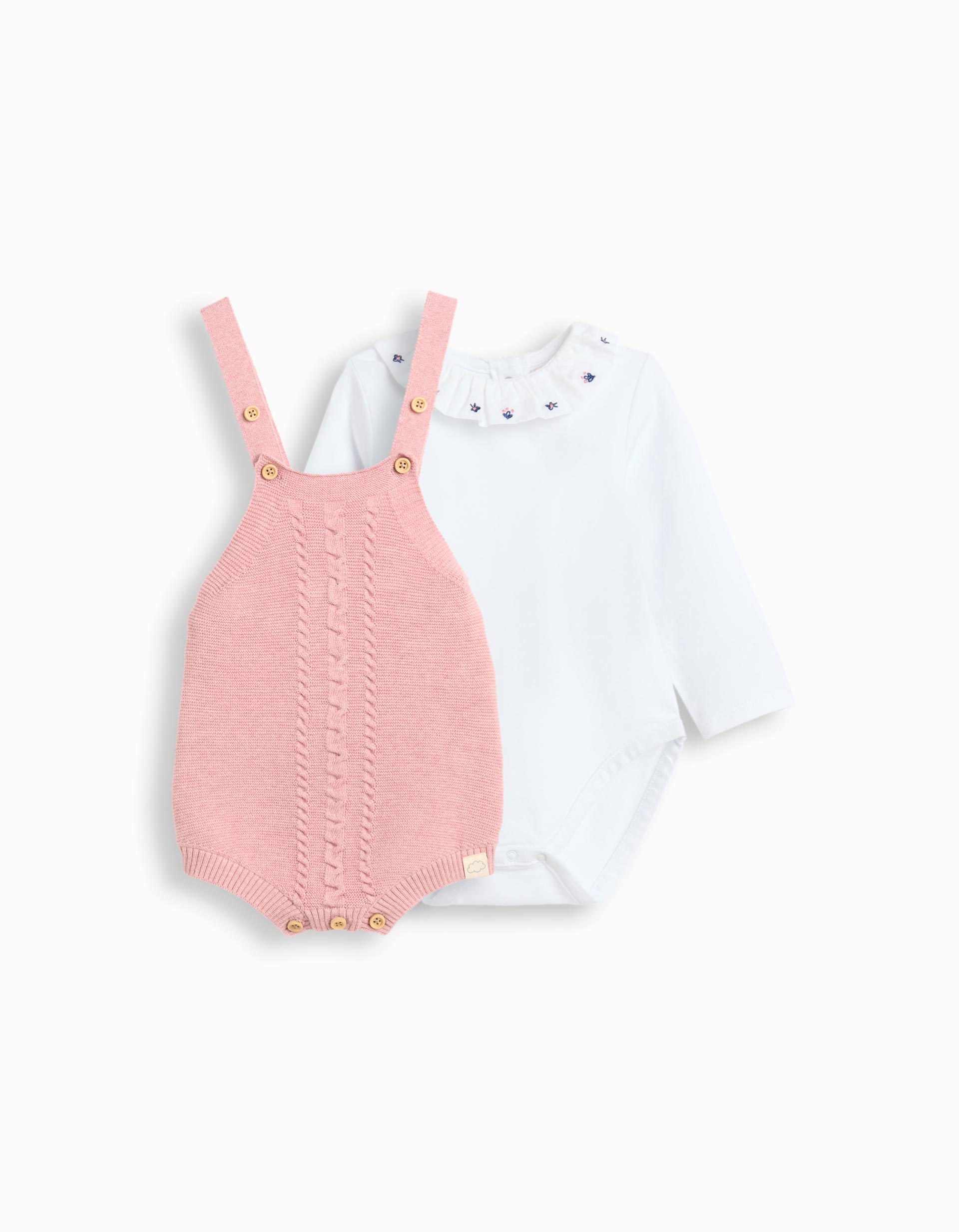 Conjunto Body e Macacão, Recém-Nascido, Rosa Claro