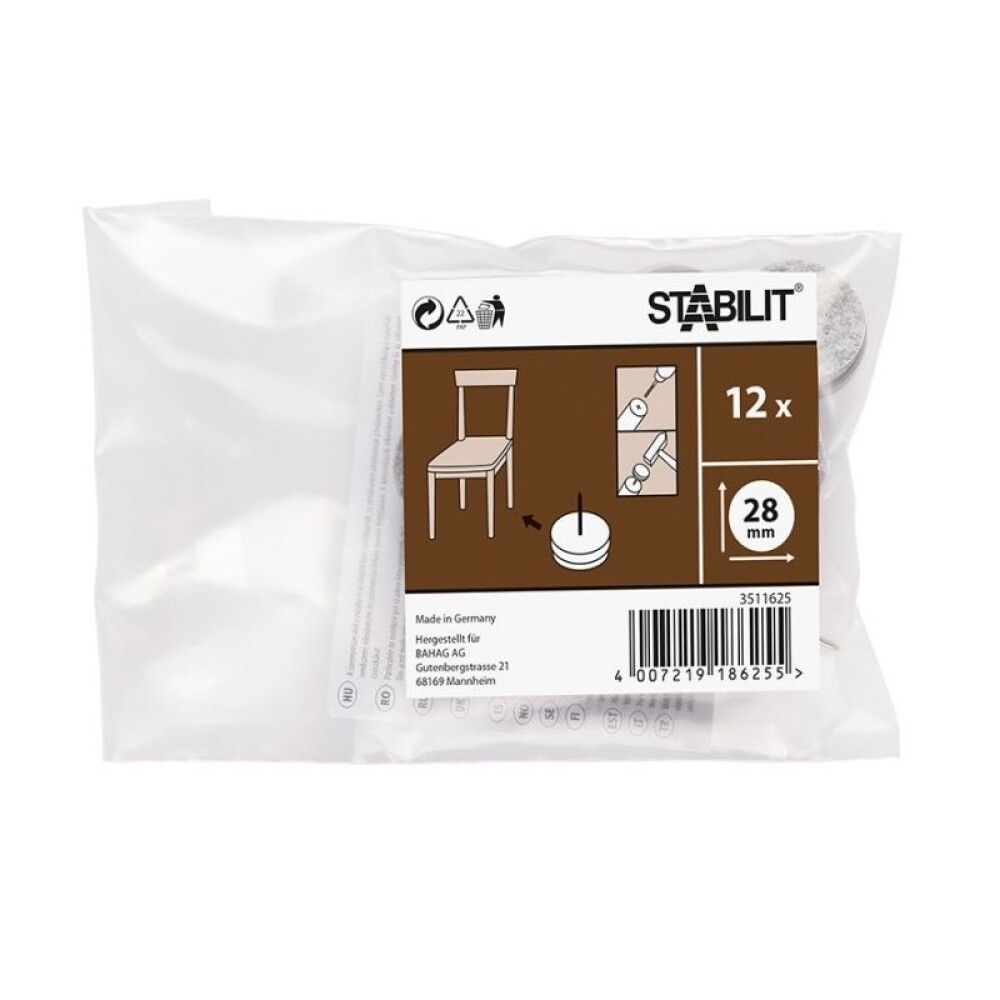 MØBELKNOTTER STABILIT MED STIFT BRUN 28MM 12STK
