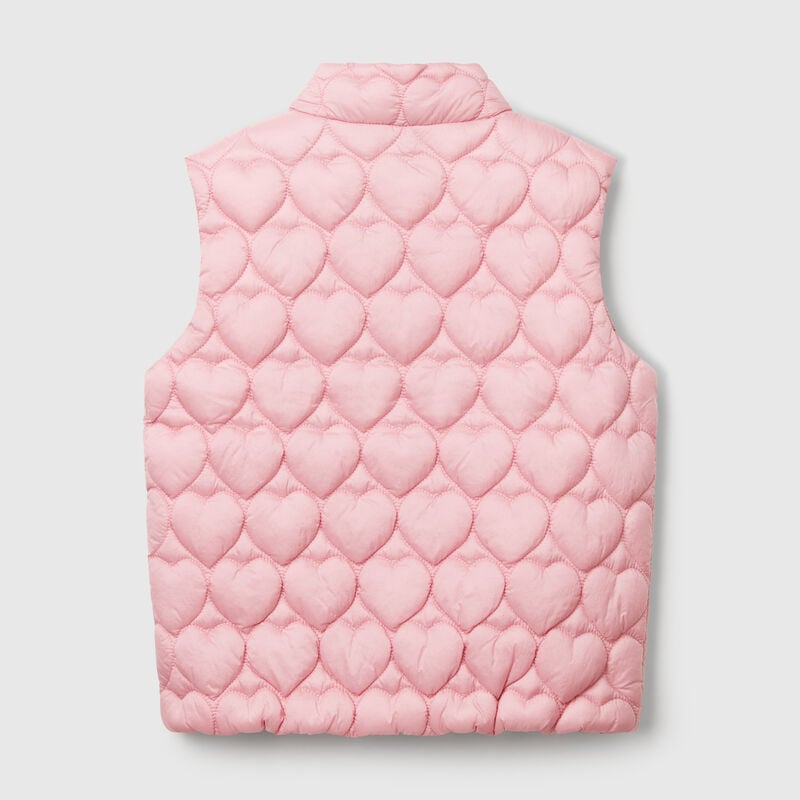Padded vest with heart-shaped quilting