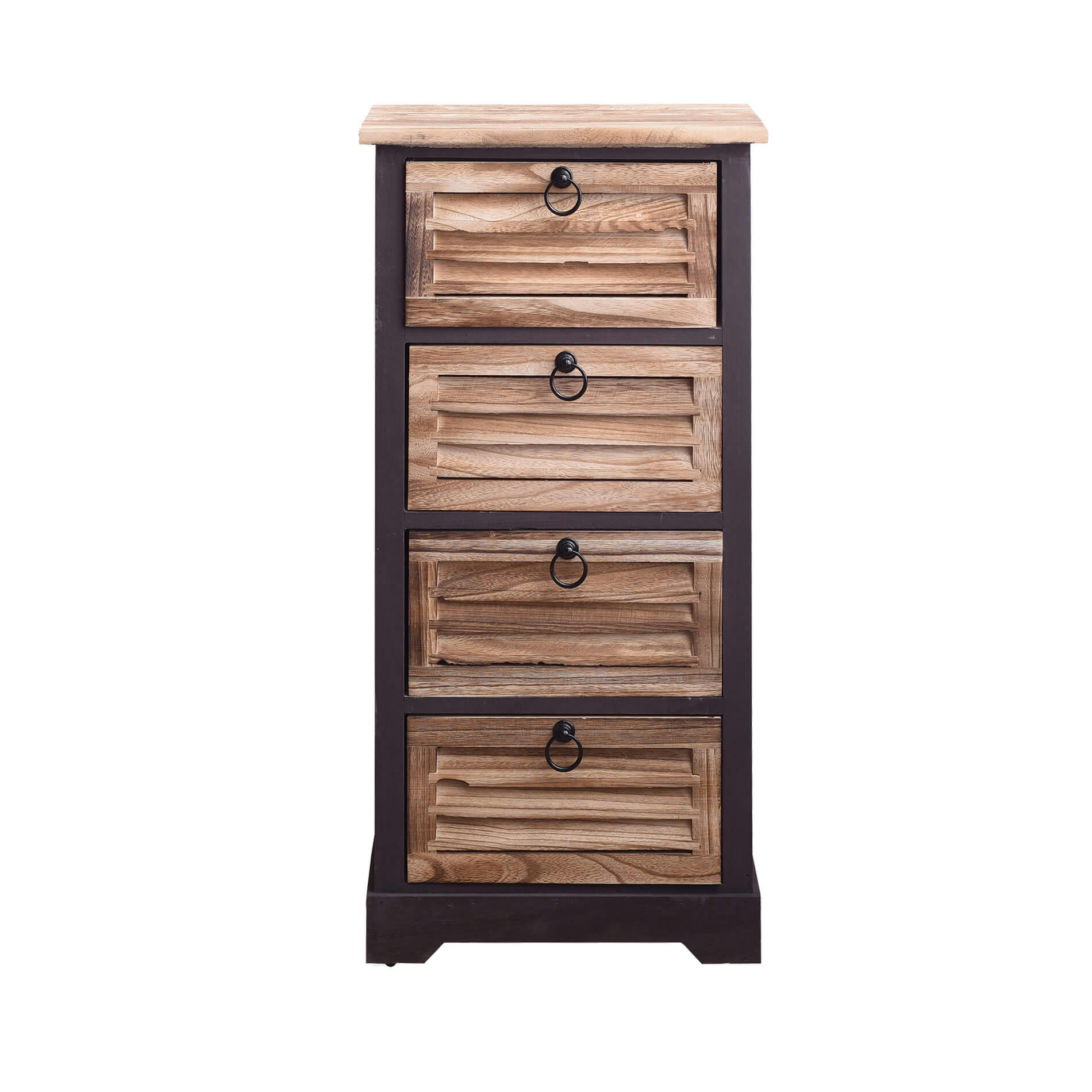 - Chiffonnier avec 4 tiroirs en bois marron et noir