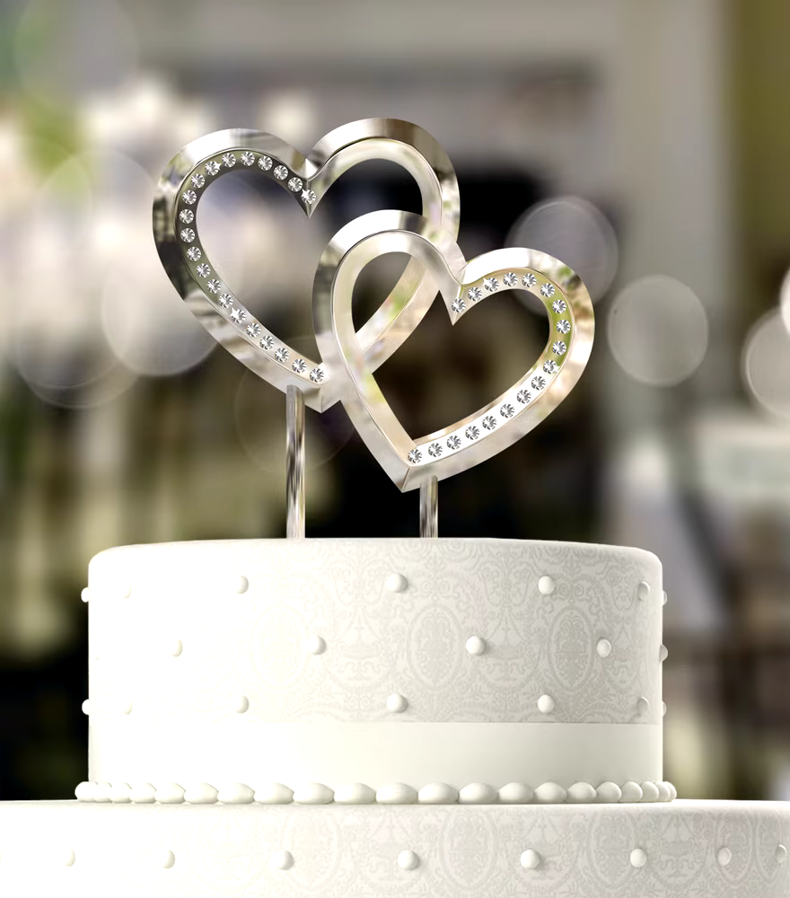 Double Heart Wedding Cake Topper