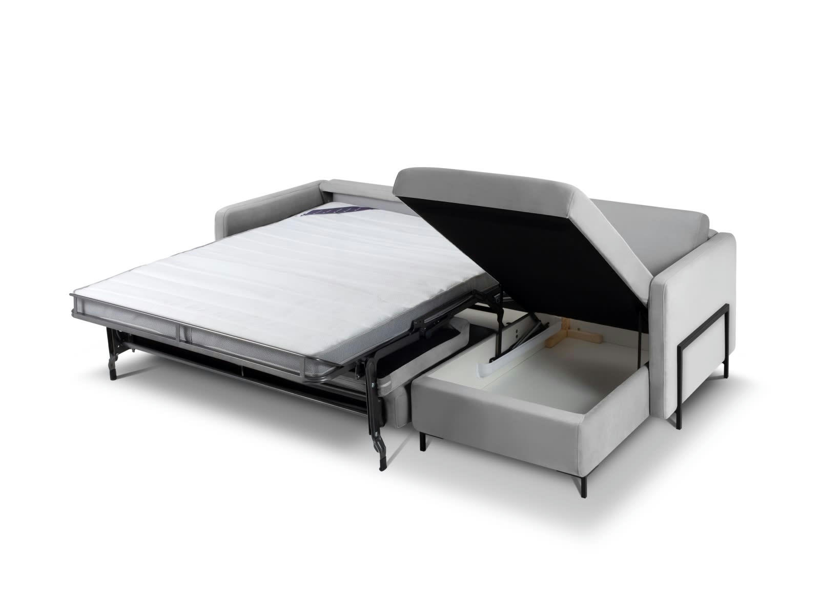 YANIS - Canapé D'Angle Droit Convertible 4 places en Velours Vert Bouteille