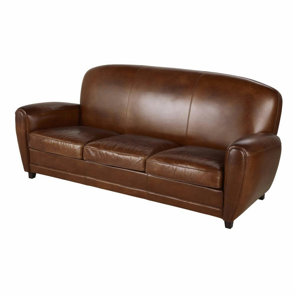 Oxford - Canapé vintage 3 places en cuir marron