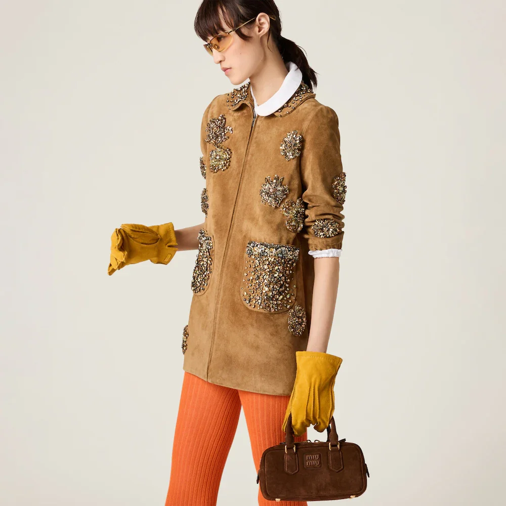 Miu Miu Arcadie Padded Suede Tote Bag