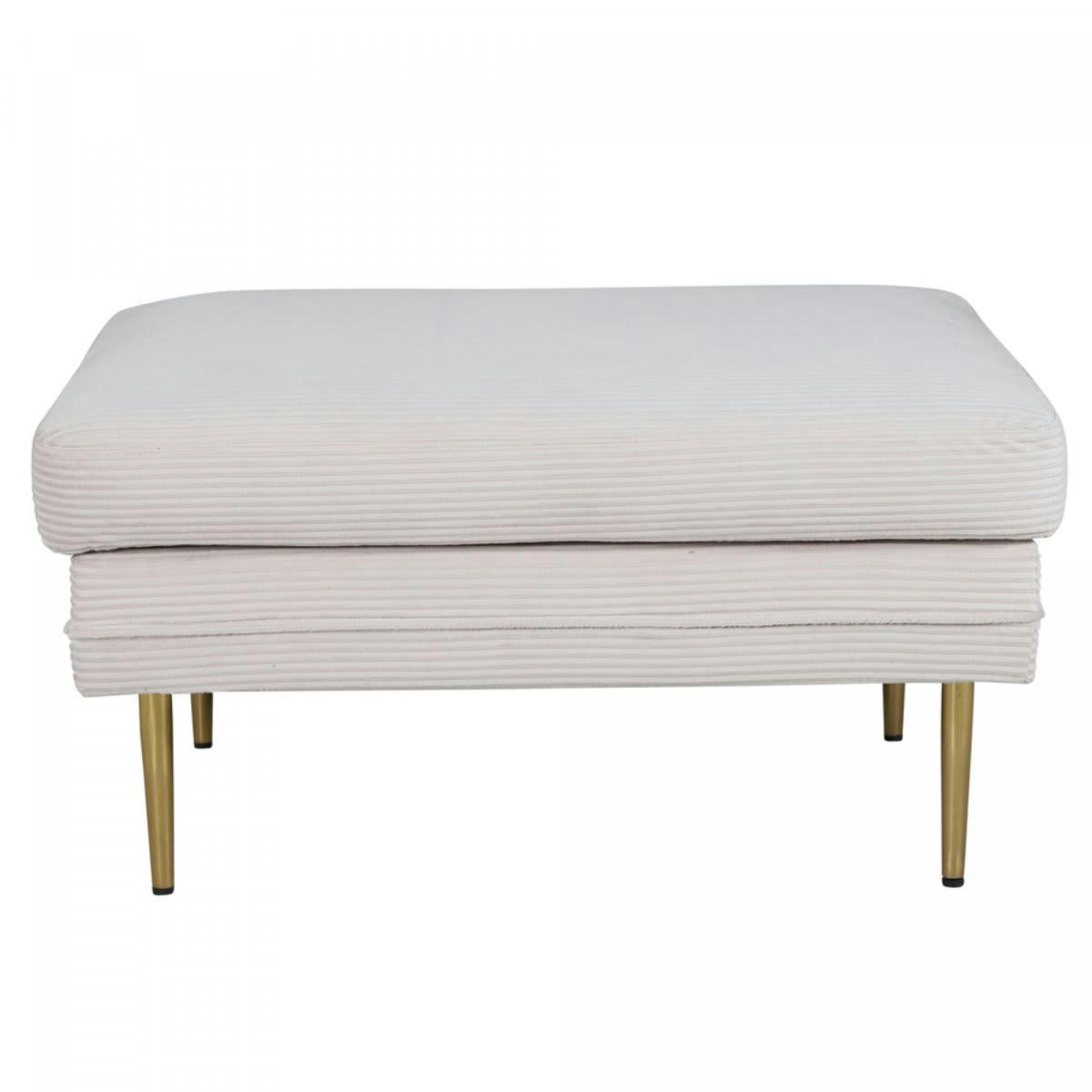 ADRIAN - Pouf rectangulaire en velours côtelé beige