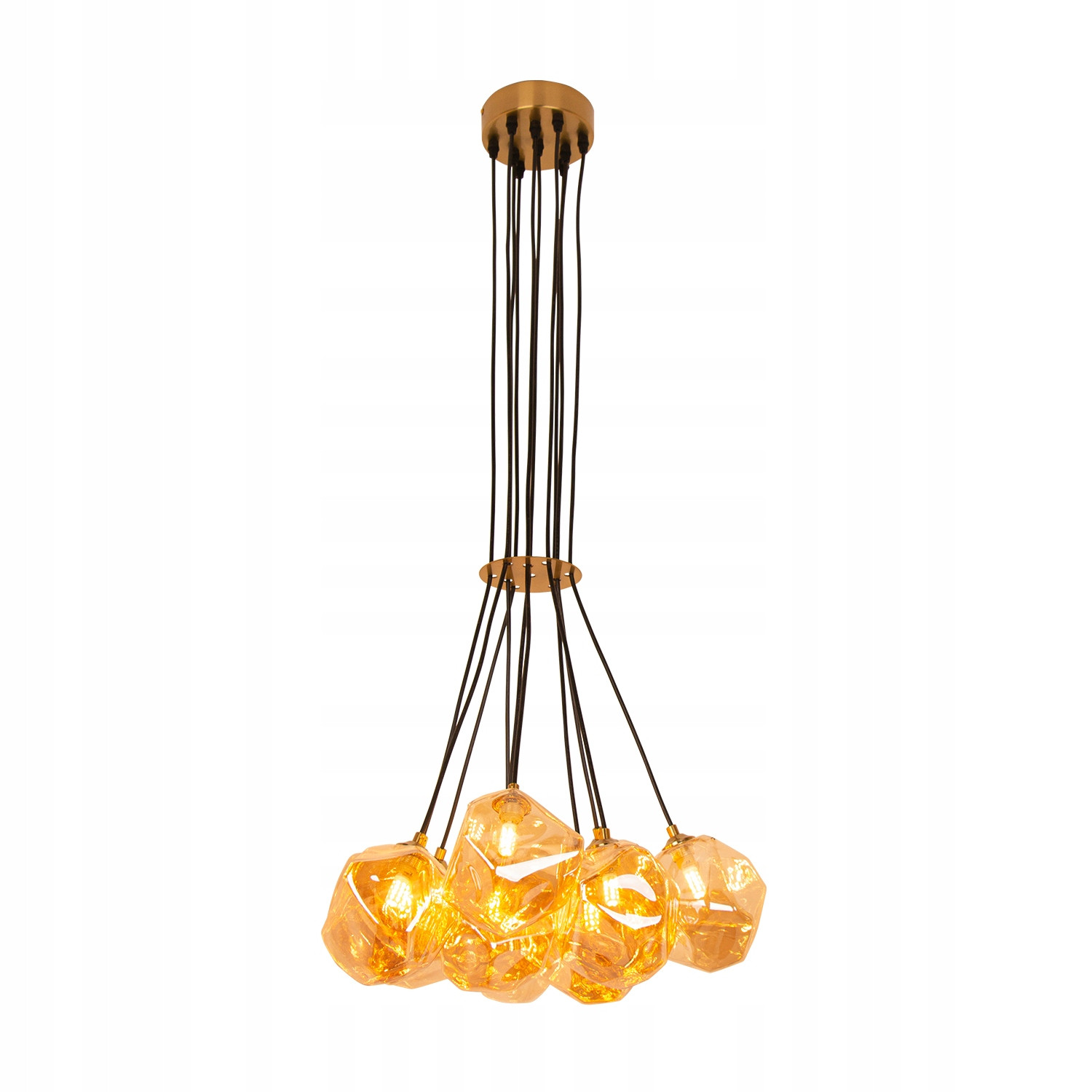 Lampa Wisząca Żyrandol Do Salonu Jadalni Złota 10 Kul