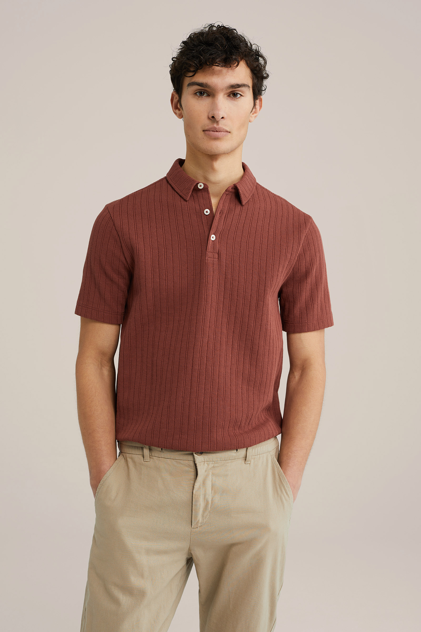 Heren Slim fit polo met structuur