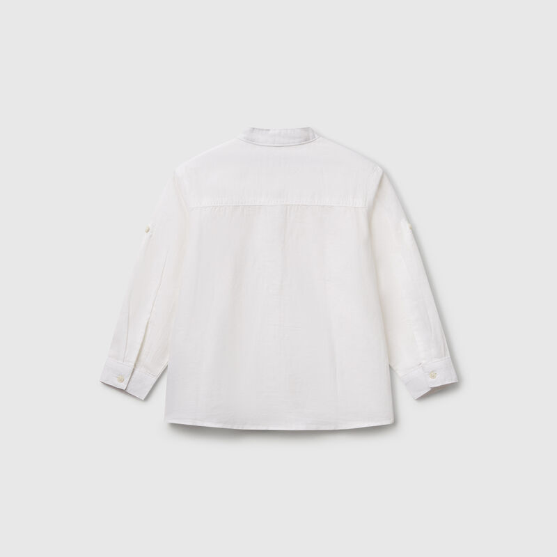 Mandarin collar shirt in linen blend