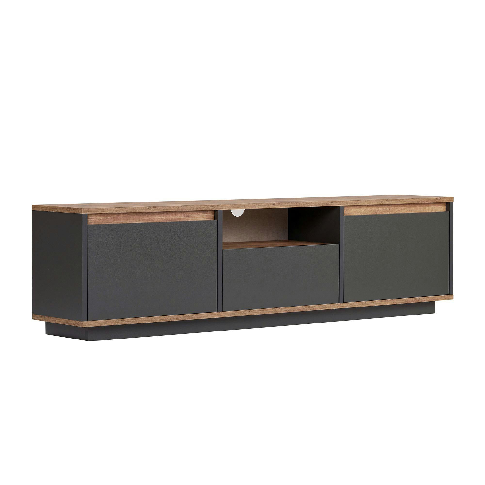 Meuble TV 3 portes décor pin et anthracite MARFA