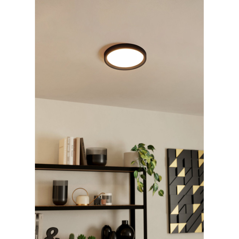 Plafonnier LED Idun noir Ø 28,5 cm blanc chaud 2000 lm 17 W EGLO