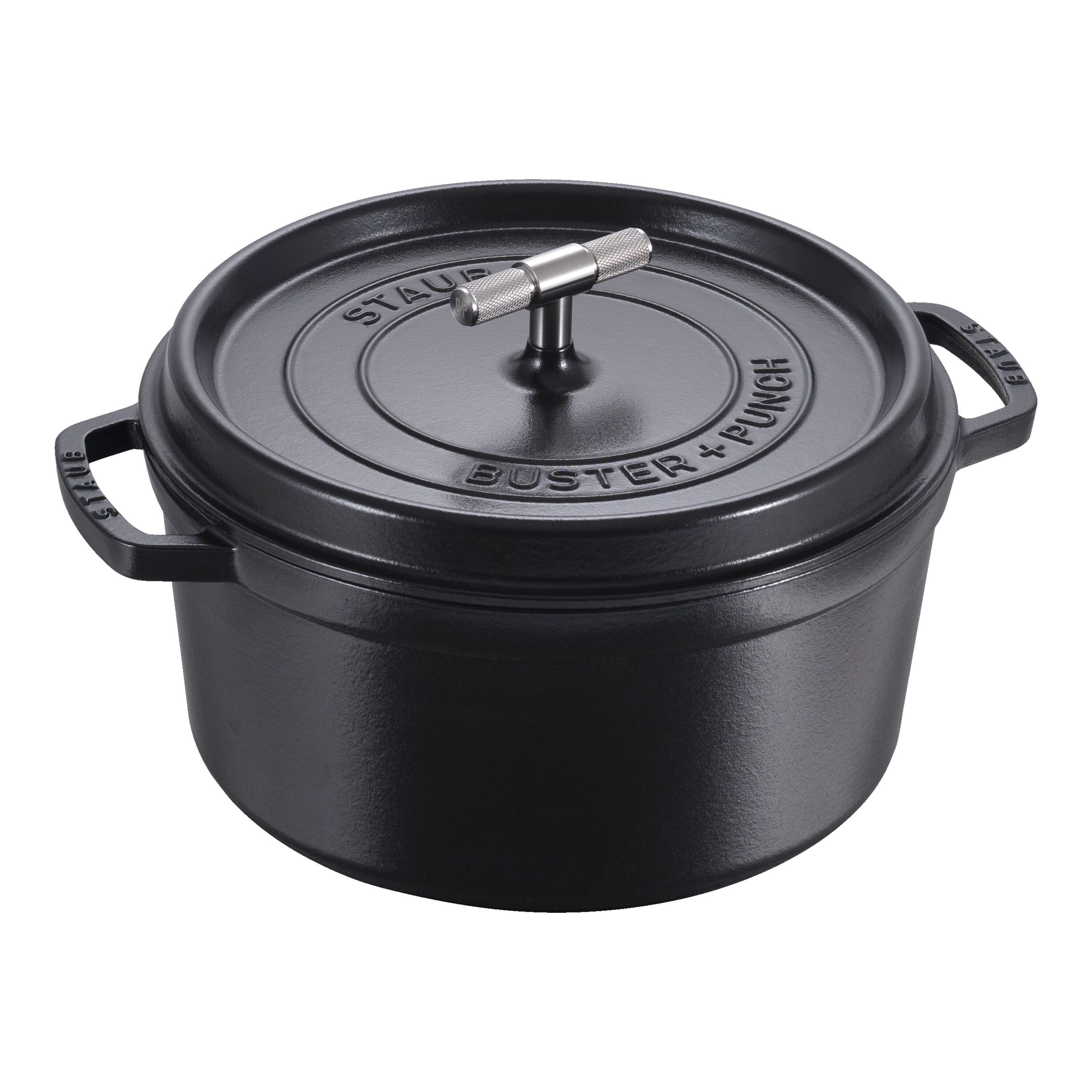 28 cm round Cast iron Cocotte Buster Punch black