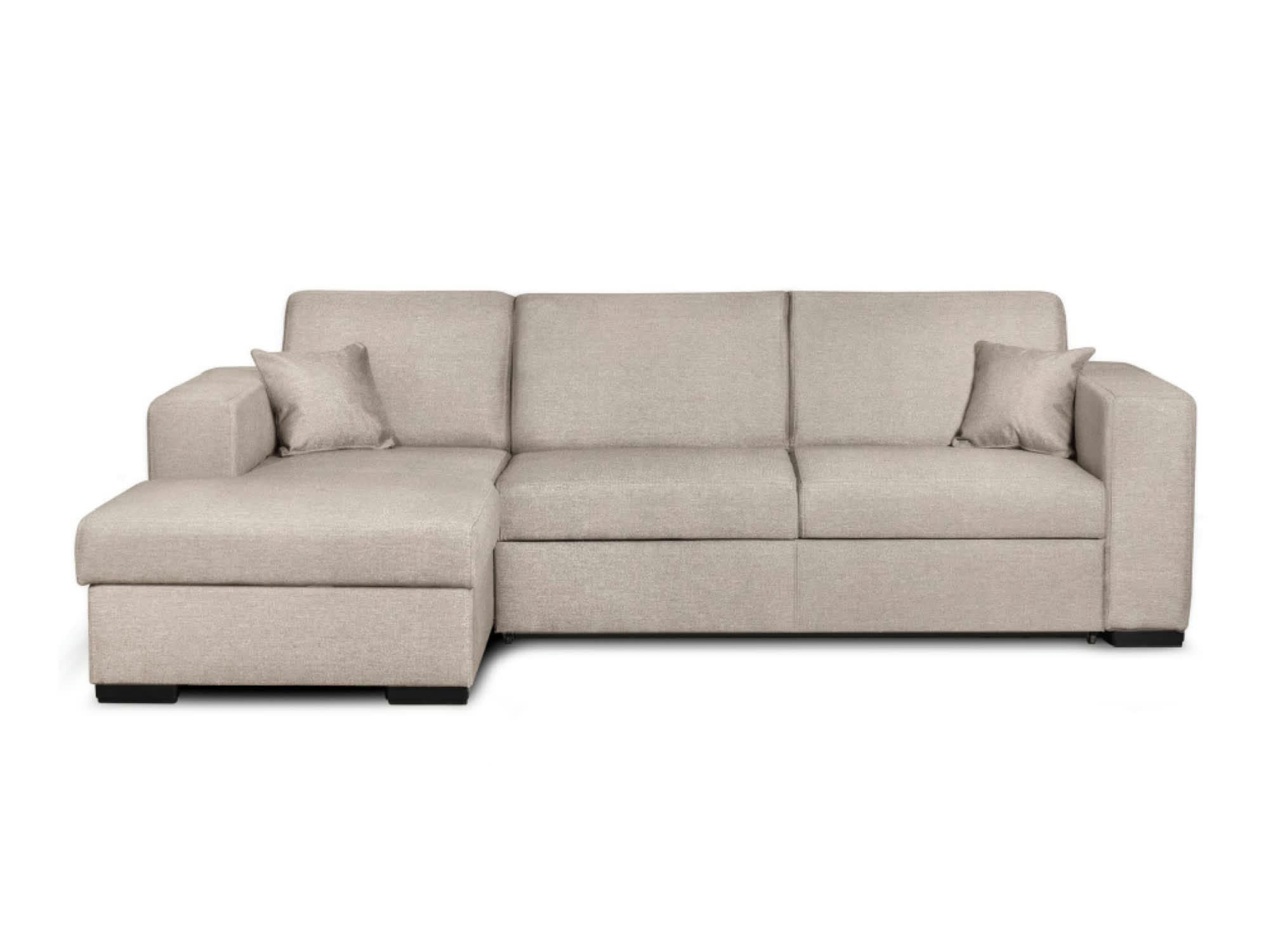 FUJI - Canapé d'angle gauche convertible en tissu beige