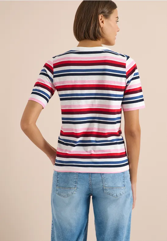 Kurzarm Shirt mit Multicolor Streifen