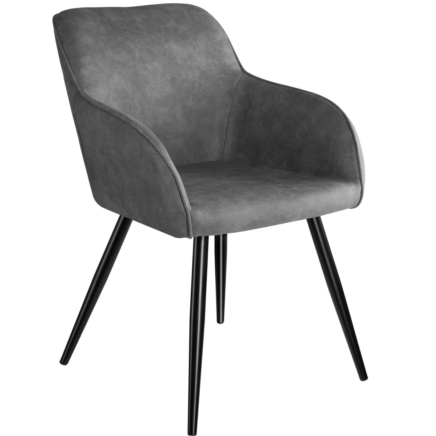 - Chaise Rembourrée, avec revêtement en tissu gris/noir