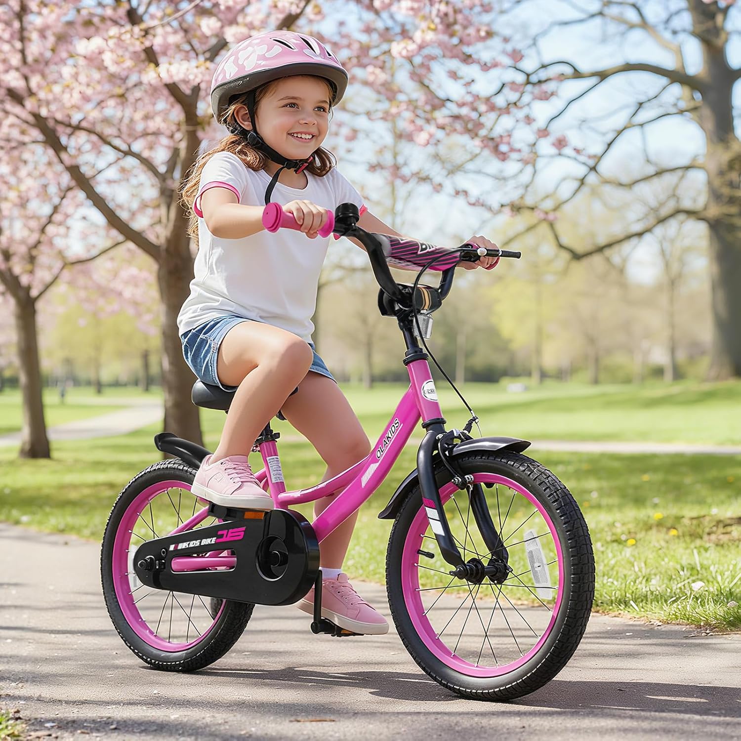 Olakids Kids Bike, 12 14 16 18 Inch BMX Style Toddlers Bike with Training Wheels Adjustable Seat Handlebar Coaster Brake Handbrake Safety Bell, Children's Bicycle for Boys Girls