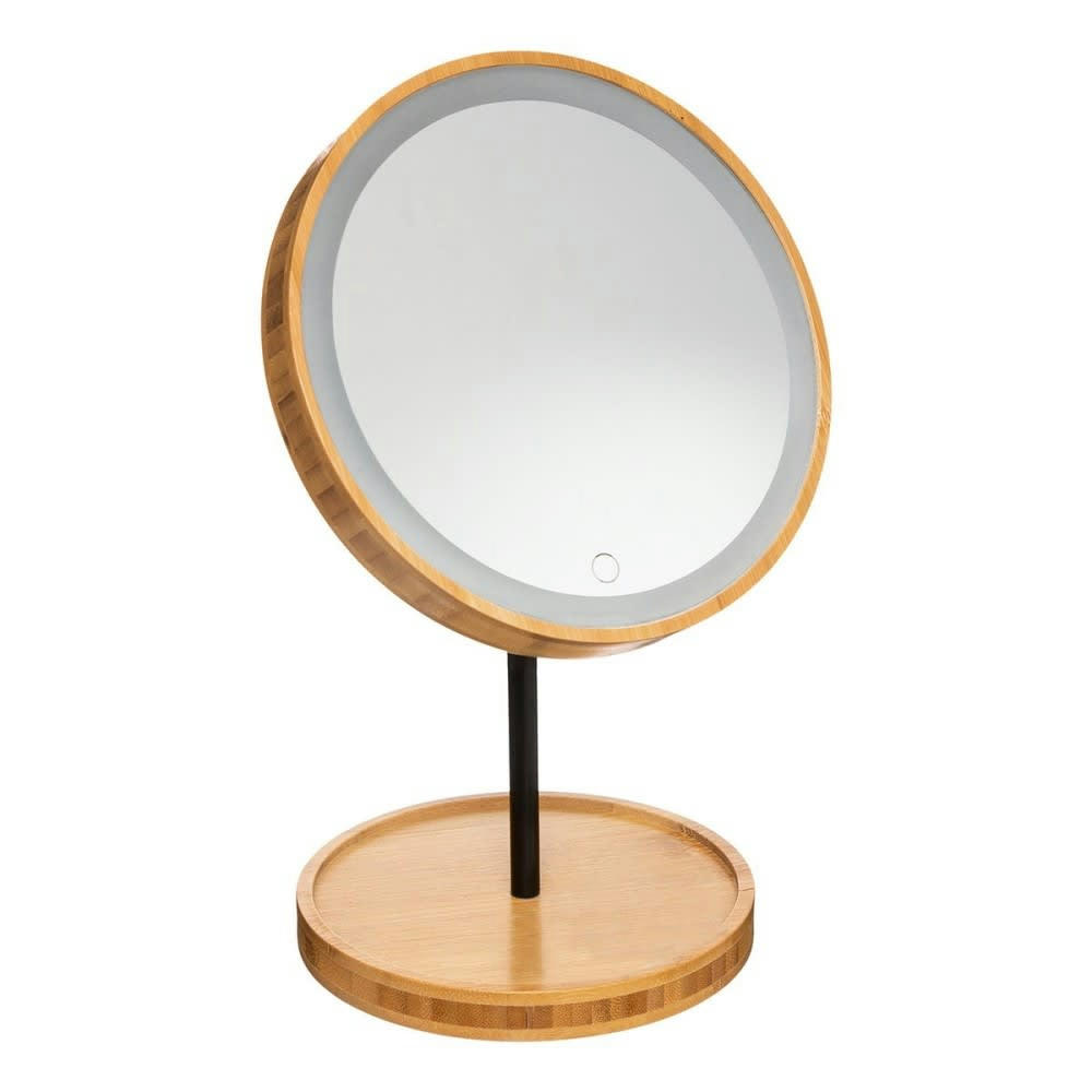 - Miroir LED sur pied en bambou