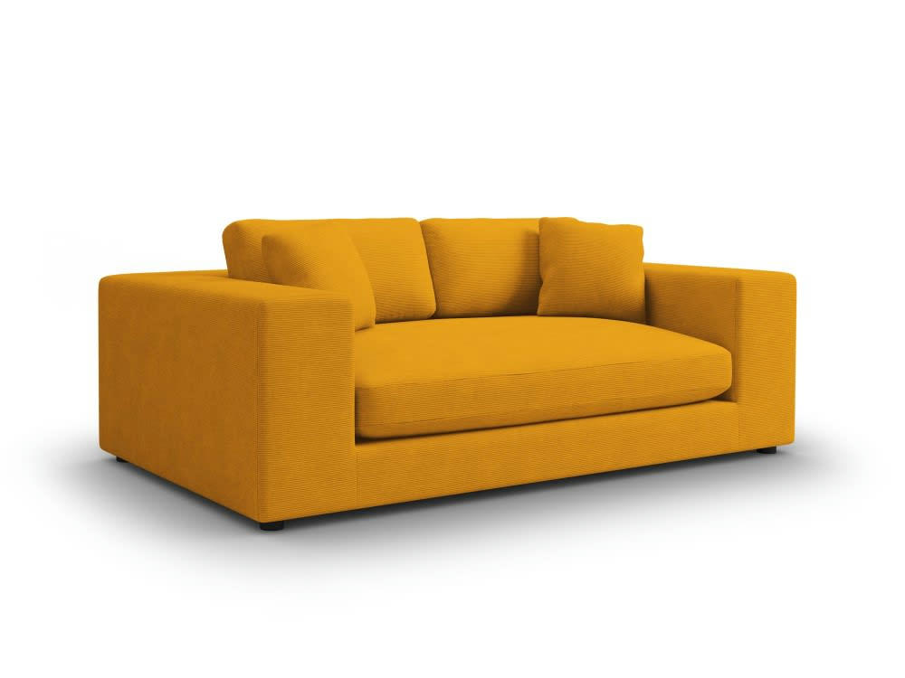 TENDANCE - Canapé 3 places en tissu structuré jaune