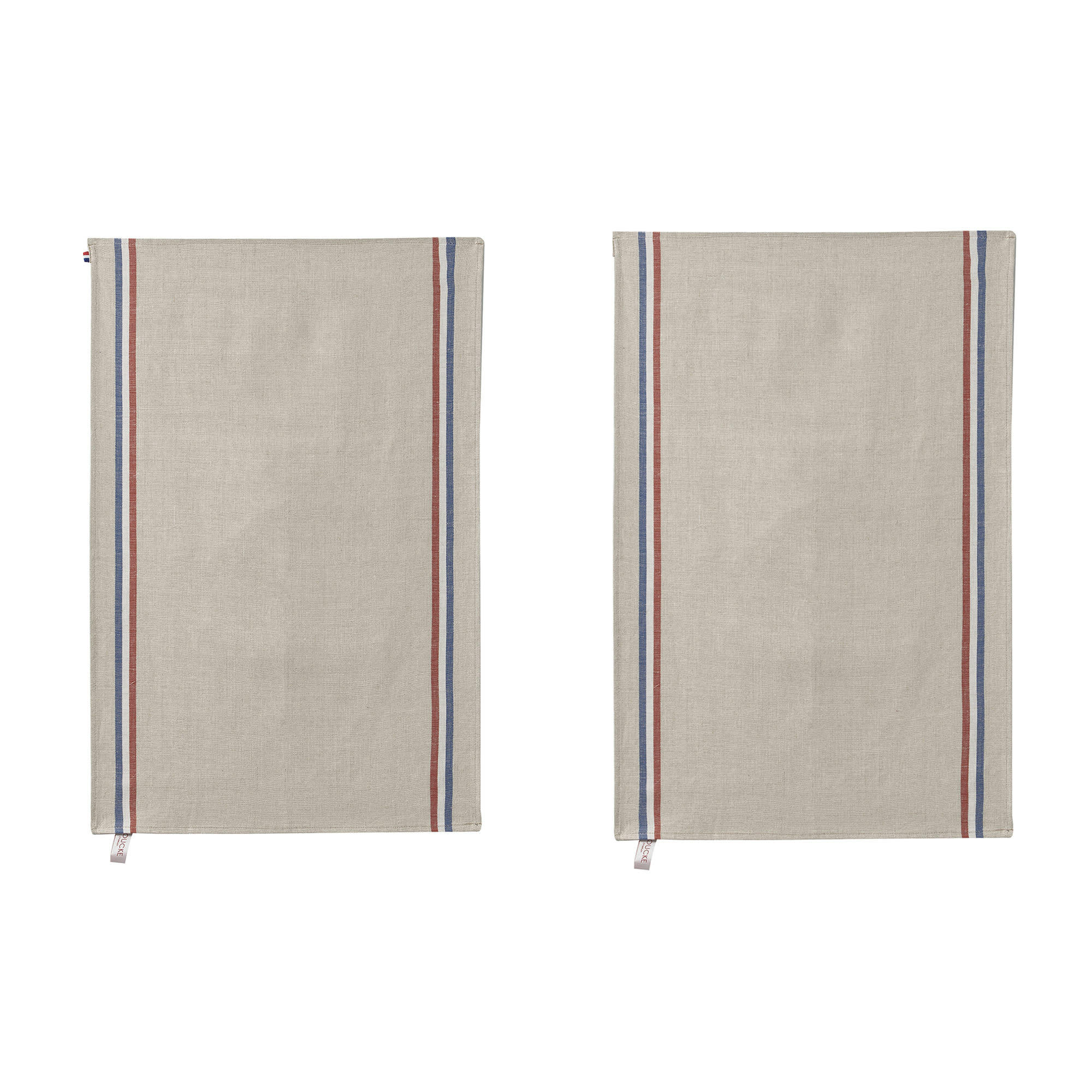 TRICOLORE - Lot de 2 torchons en pur lin en naturel 65x43